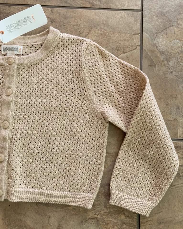 NWT Gymboree Girls 18-24 Months Cardigan Sweater Beige Gold Sparkly Festive New! - Image 3 of 4