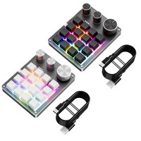 USB C Macro Keypad 16-Key 3Knobs Single Handed Mechanical Keyboard Programmable