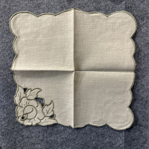 Vintage Set bestickte Bettwäsche Tischdecke & Servietten passende Schnörkelarbeit - Bild 9 von 23