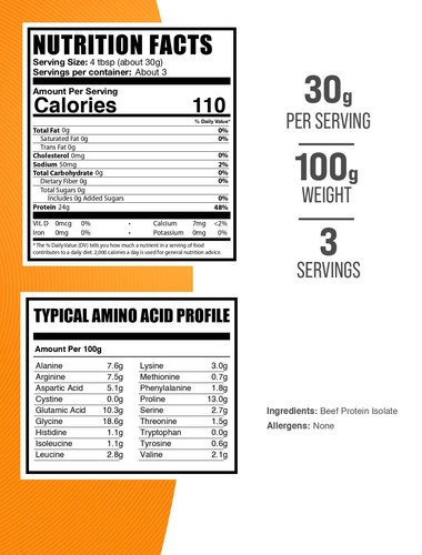BulkSupplements Beef Protein Isolate Powder - Paleo Protein Powder - Keto - Picture 8 of 12