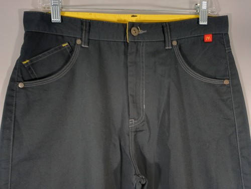 McDonald's Timeless Elements 31W/30.5L Uniform Work Pants Black Yellow Red Cuff - Picture 2 of 19