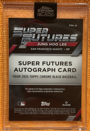 2025 Topps Chrome Black Super Futures 25/25 Jung Hoo Lee FSA-JL Autograph Giants - Picture 7 of 9