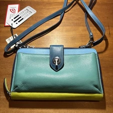 NWT ILI Serenity Multi smooth & distressed Leather Phone Wallet Crossbody
