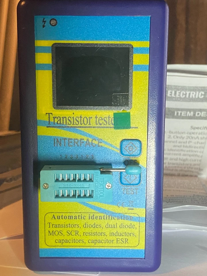 Probador de transistores portátil Componente eléctrico Capacitancia ESR Medidor digital Foto 3 de 4