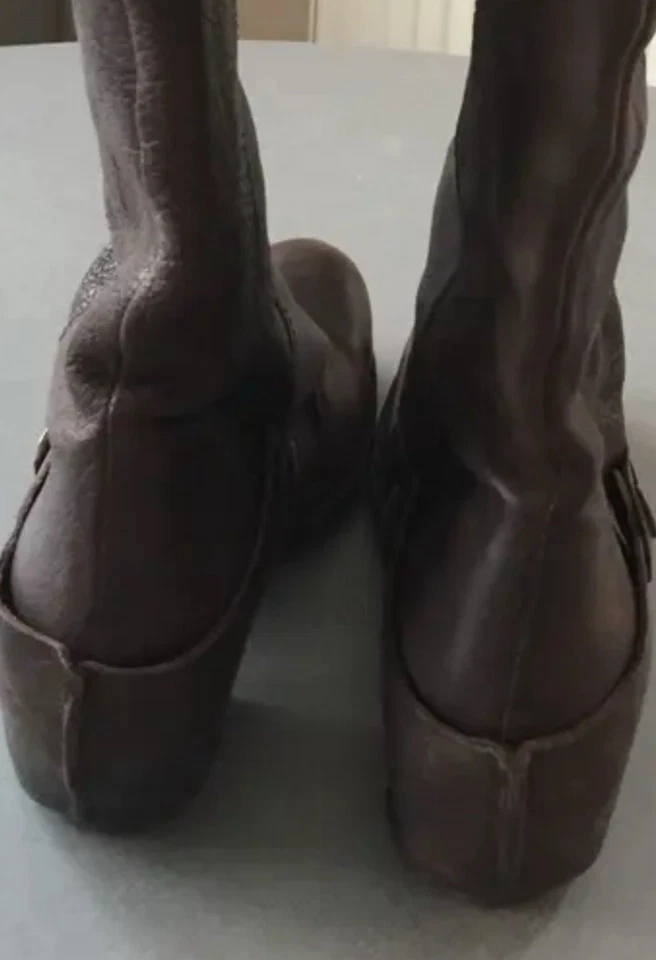IKKS Brown Cowboy Biker Leather Ankle Boots Overheels Western EU37 US 6.5/7 Foto 3 de 4