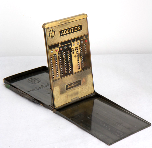 vintage all metal ADDIATOR POCKET CALCULATOR with STYLUS rule/computer/slide