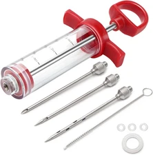 Meat Injector, 1-oz Plastic BBQ Marinade Injector Kit, Turkey Injector Syringe