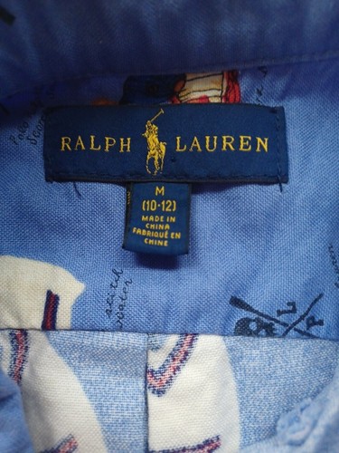 Ralph Lauren classic teddy print buttondown shirt boys M preppy collegiate flaw - Picture 2 of 11