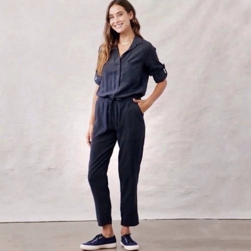 Bella Dahl Size X-Small Blue Minimalist Utility Jumpsuit Tencel Lyocell Pockets - Picture 2 of 9