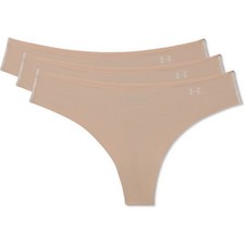 Under Armour 1325615 Women's UA Pure Stretch Thongs (3-Pack) - Nude - Large