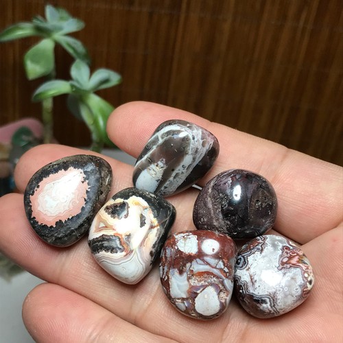 6Pcs Natural crazy Mexican agate Crystal gemstone Tumbled original Specimen 1843 - Picture 8 of 17