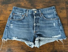 Agolde Parker Denim Shorts Vintage Blue Cut Off High Rise Distressed Size 26