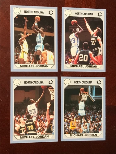 PACK FRESH! 1990 MICHAEL JORDAN UNIVERSITY OF NORTH CAROLINA BASKETBALL 4 CARDS