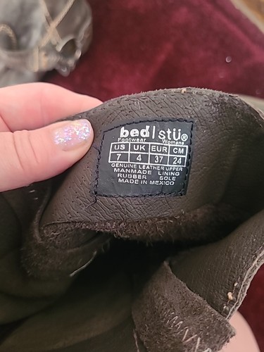 Botas BOHO con arnés de motociclista de cuero marrón envejecido Bed Stu Opal para mujer talla 7 - Imagen 9 de 12