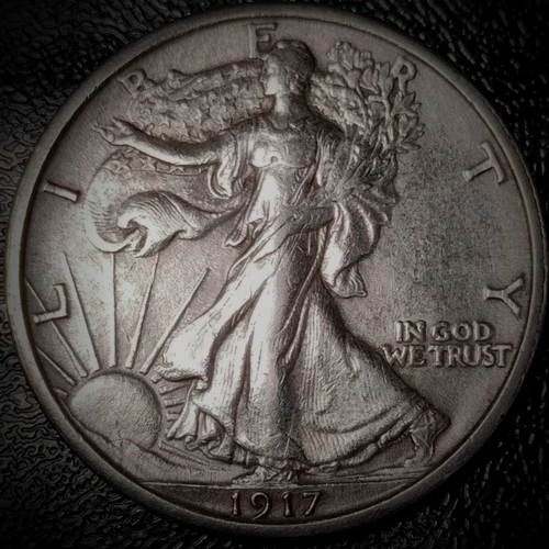 1917 Walking Liberty Half Dollar - XF, Dark Toned - 90% Silver 50C