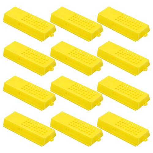 12Pcs Beekeeping Transport Cages Yellow White Bees Queen Post Room Cage Plastic - Picture 6 of 15
