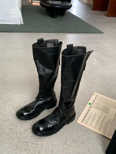 Retro Womens Knee High Boots Round Toe Leather Slim Zipper Low Heel Knight Boots - Bild 6 von 28