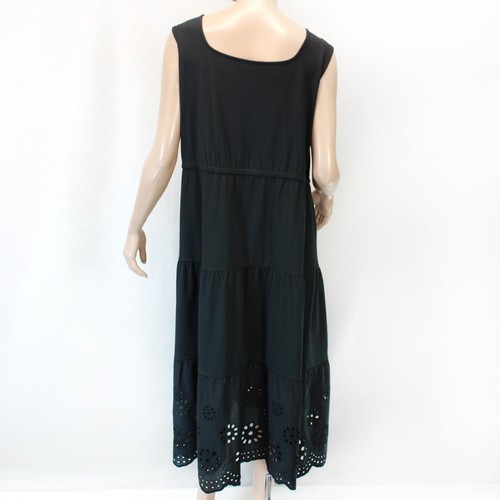 Talbots Plus Casual Black Sleeveless Embroidered Summer Dress 0X Petite - Picture 10 of 11
