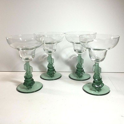Margarita Glasses Set of 4 Mexican Green Stem Man in a ...
