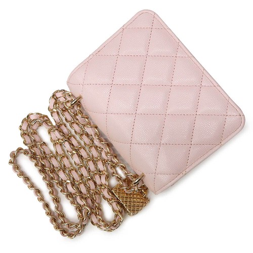 CHANEL Matelasse Mini Shoulder bag / Wallet on Chain Caviar Leather, Pink AP3317 - Picture 6 of 11