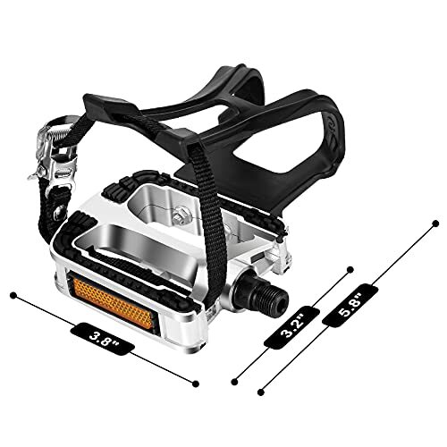 VIEWALL Bike Pedals Toe Cages - 9/16" Spin Bike Pedal with Straps and Toe Clips - Picture 6 of 6