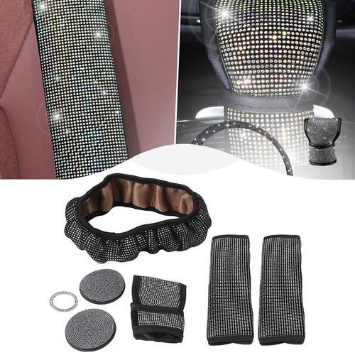 Sparkling Car Accessories Set: Diamond Steering Wheel Cover & Rhinestone Seat - Foto 23 di 31