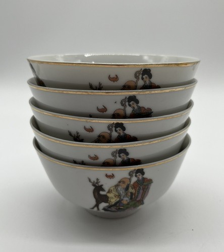 Japanische asiatische Suppe Reis Obst Fuß Schalen Vintage Set - Bild 4 von 7
