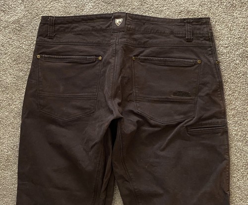 Pantalones KUHL Vintage Pátina Tinte RYDR Marrón Lona Exterior Senderismo Para Hombres Talla 36x32 - Imagen 8 de 12