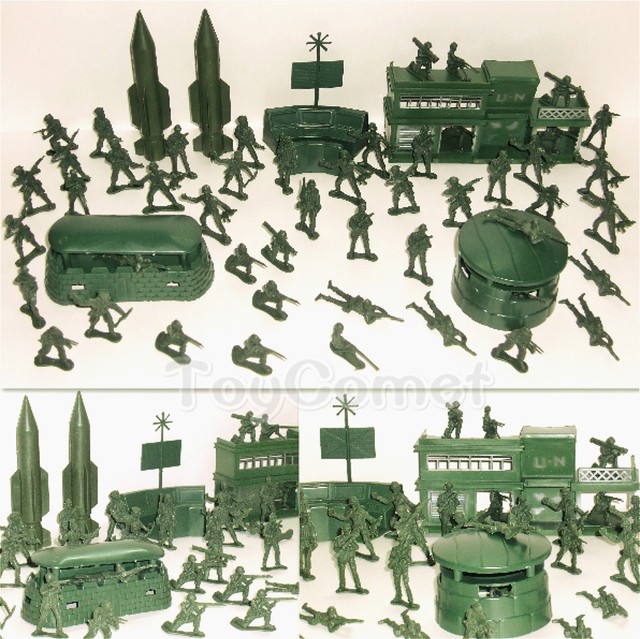 56 Pcs Military Missile Base Model Playset Toy Soldier Green 5cm Figure