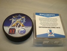 Kevin Hayes Signed Rangers Stadium Series Hockey Puck Auto. Beckett BAS COA 1A