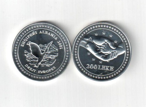 Albania Coin 200 Leke, 2001. Albania's European Integration. Silver BU UNC - Picture 1 of 2