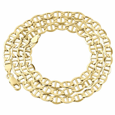 Real 10K Yellow Gold Solid Flat Mariner Chain 2.50mm Necklace Plain 16-24 Inches Real 10K Yellow Gold Solid Flat Mariner Chain 2.50mm Necklace Plain 16-24 Inches