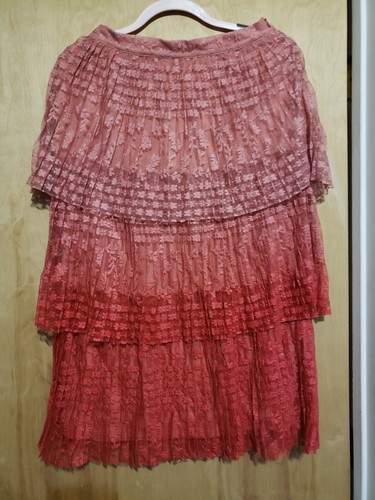 NWT Anthropologie Maeve Brighton in Pink Ombre Lace Tiered Midi Skirt 8 $140 - Picture 2 of 2