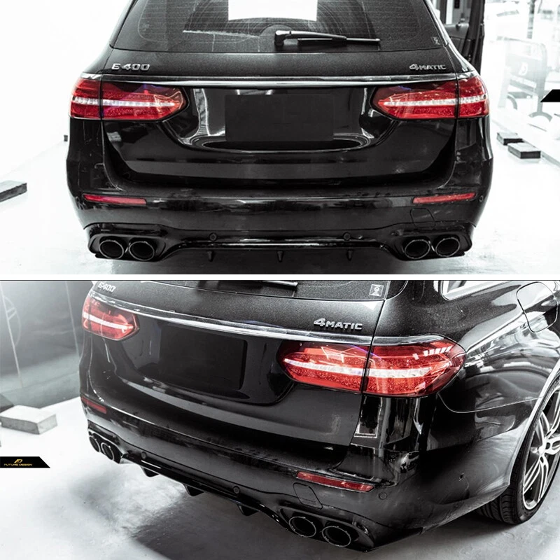 For Mercedes Benz S213 E400 E43 2016-20 Rear Bumper Diffuser W/ Exhaust Tips Foto 4 de 4