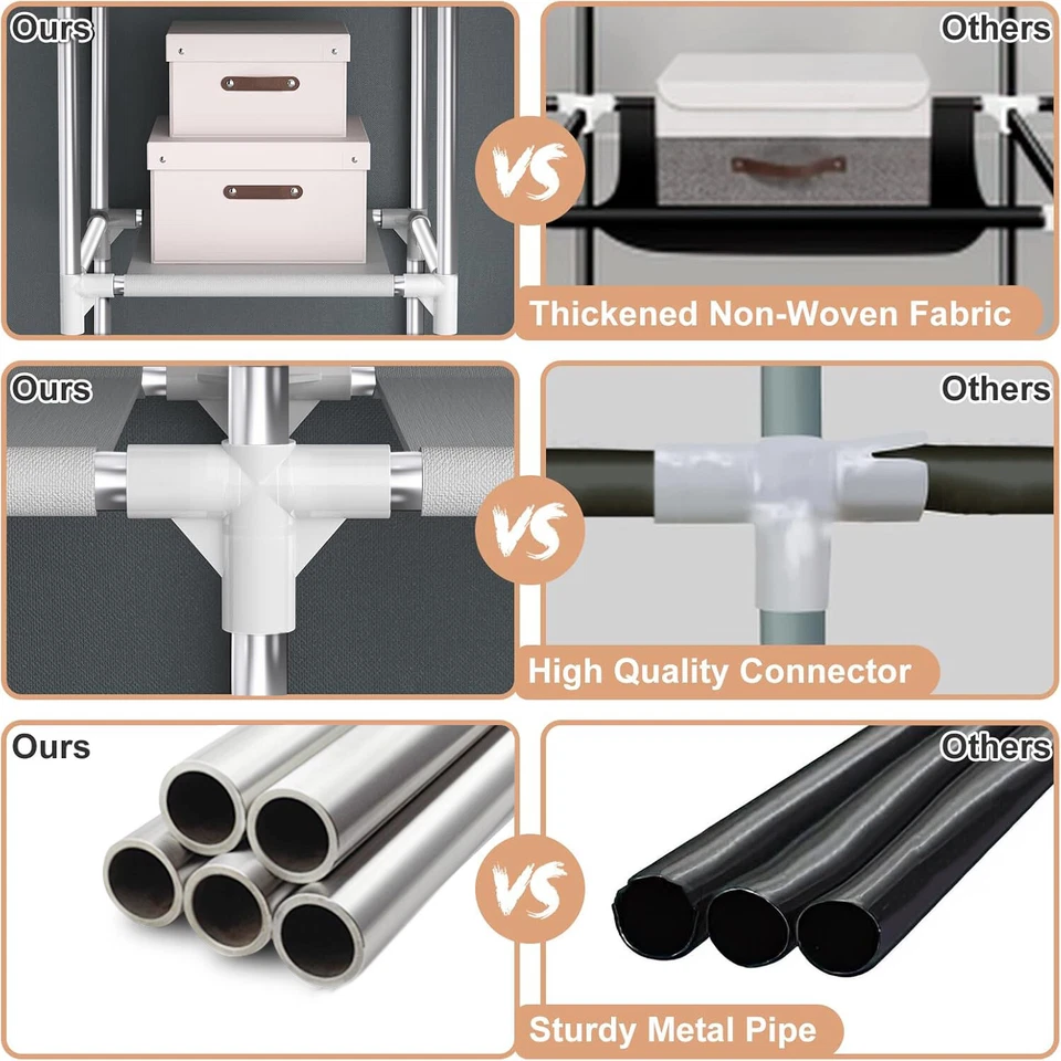 HBN Armario Portátil Armario, Armario Organizador con Cubierta de Tela No Tejida Foto 3 de 4