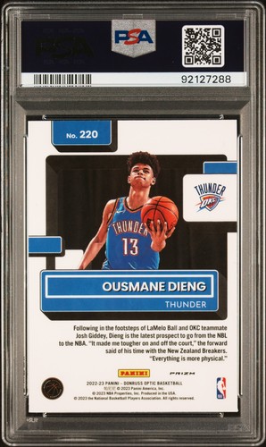 2022 Panini Donruss Optic #220 Ousmane Dieng Red Sparkle PSA 10 - Bild 2 von 2