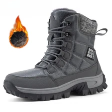 Warm Plush Men's Snow Boots Lace Up High Top Waterproof Outdoor Anti-Slip Boots