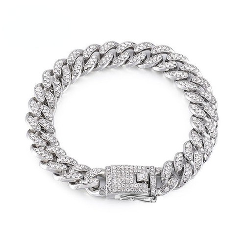 Pet Dog Cat Chain Collar Metal Collar Pitbull Personalised Dogs Collar Necklace - Picture 25 of 36