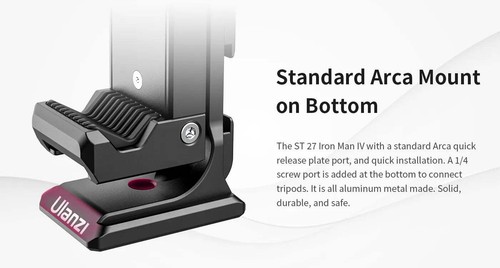 Ulanzi ST-27 Metal Phone Holder Mount Clip Arca Quick Release with Cold Shoes - Picture 9 of 12