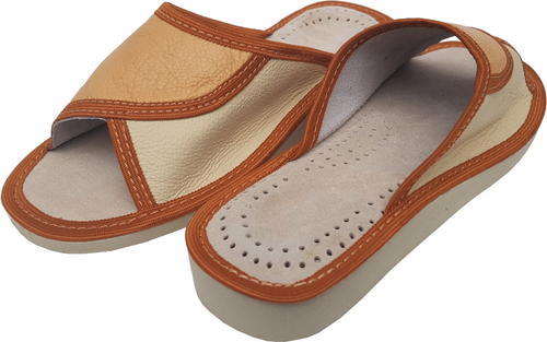 Pantolette - Hausschuhe - Latschen Gr.36, Echt LEDER, *Beige* - Bild 4 von 9