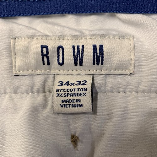 ROWM Pants Mens 34x32 Tan Chinos Straight Flat Front - Picture 13 of 18