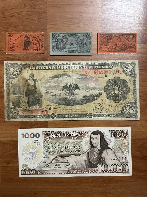 MEXICO Banknotes 1914 Gobierno Provisional De Mexico. Lot Of 5 Notes - Cir. & Un