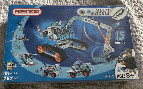 New Erector Multimodels 6515 Vehicle Metal Construction Set 15 Models 250+ Parts