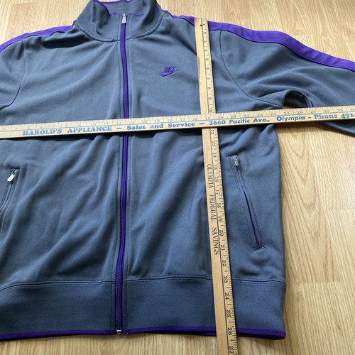 Nike Sportswear Long Sleeve Full Zip Track Jacket Mens XL Gray w/ Purple Trims - Picture 12 of 16