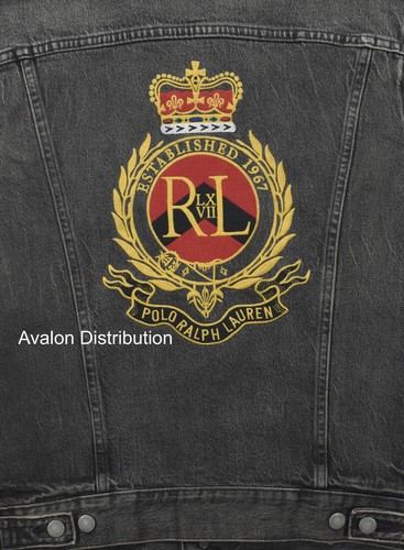Polo Ralph Lauren Black Embroidered 1967 Crest Crown Denim Trucker Jacket New - Picture 3 of 4