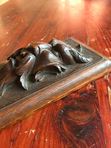 *Antique Architectural 4 Panels Grotesque Hand Carved Wood in Relief 27cmx 11cm - Foto 9 di 14