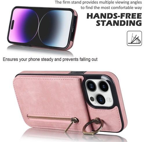 Stand Zipper Card Slot Ring Holder Phone Case For iPhone 11 13 12 14 Pro Max - 第 58/71 張圖片