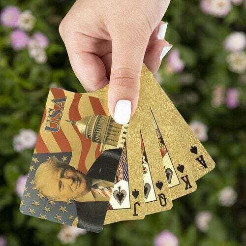2025 Donald Trump Gold Foil Waterproof Plastic Playing Poker Deck