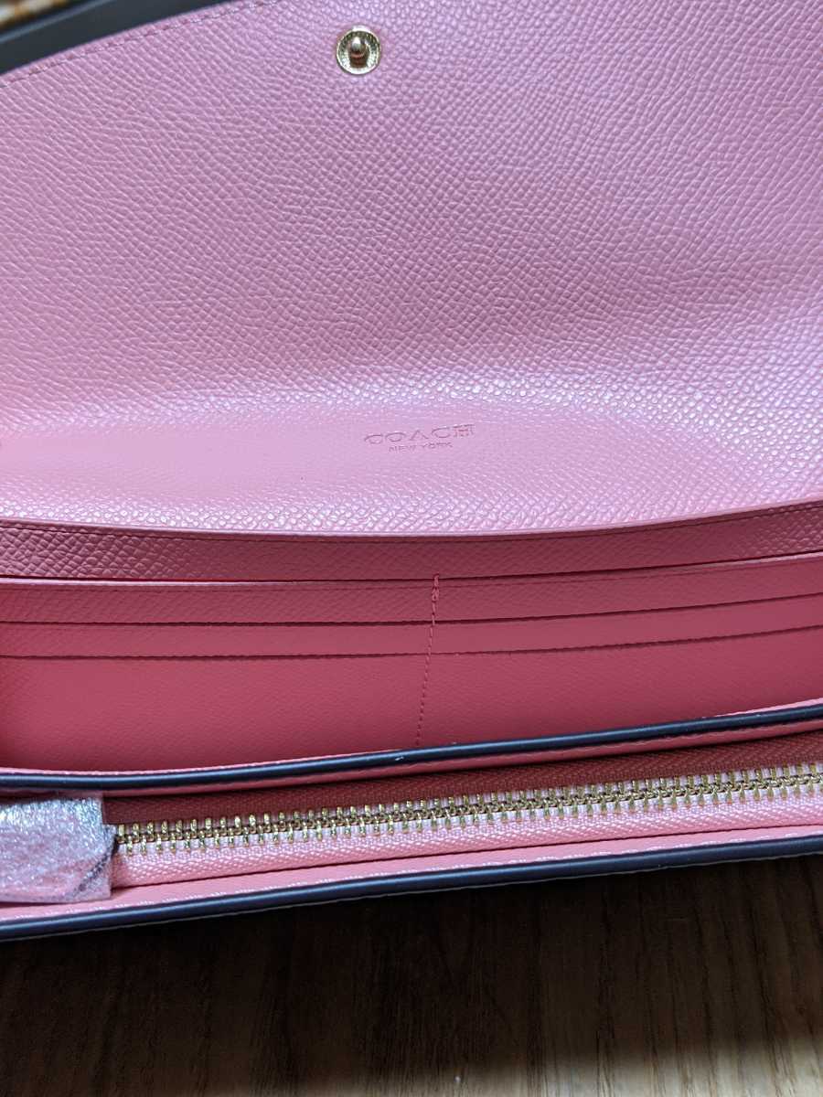 Coach Pink signature floral flower pattern purse wallet brown without box Coach Pink signature floral flower pattern purse wallet brown without box