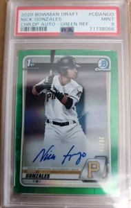 Nick Gonzales 2020 Bowman Chrome Auto Green Refractor /99 Rookie PSA 9 #CDANGO